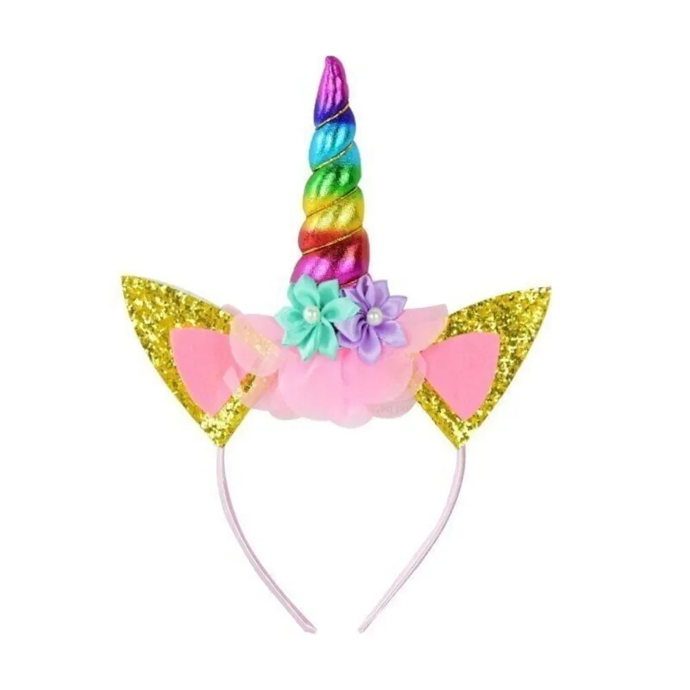 kids Unicorn Headband Halloween Hair Accessories Birthday Girl Hairband set of 4